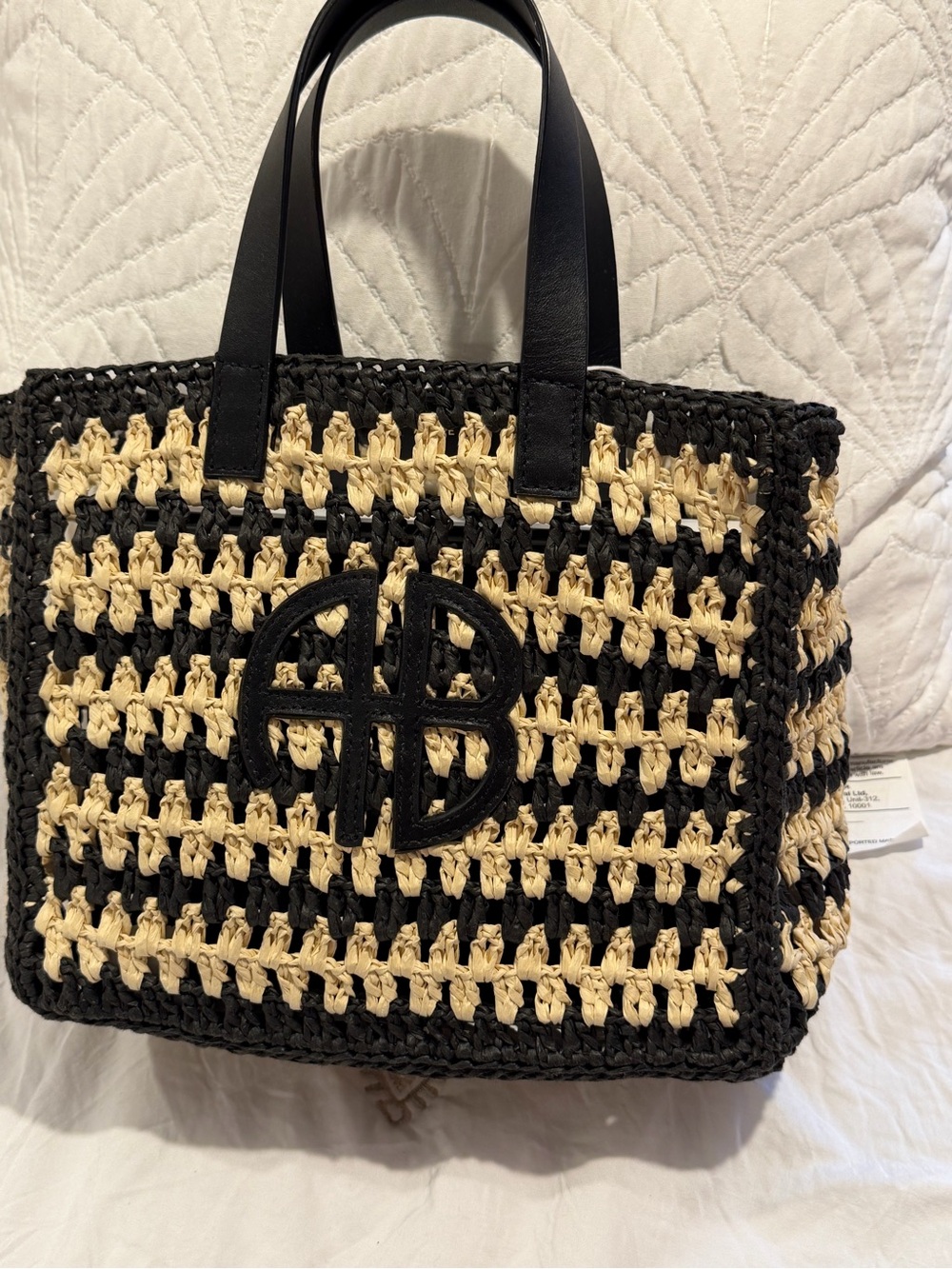 Anine Bing - Small Rio Tote in Black and Natural Stripe NWT